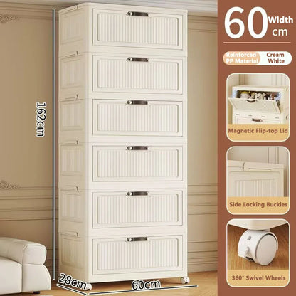 Storage Cabinet Foldableing Storage Box Home Living Room Toy Cabinet Storage Rack Snack Cabinet Organizer Box Kitchen Storage Cabinet Folding Storage Cabinet Organizer