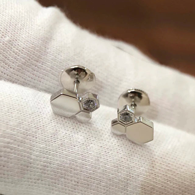Fine Jewelry 925 Sterling Silver Women's Daily Work Jewelry. Elegant Hexagonal Design Trend Party Jewelry Holiday Gift