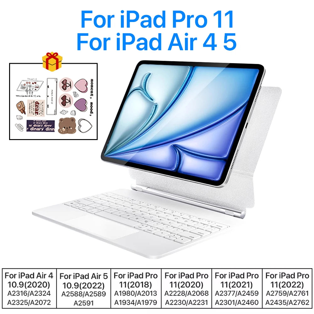 New Magic Keyboard For iPad 11th A16 Air 6 2025 iPad Case Pro 13 12.9 11 iPad 7 8 9 10th Gen Air4 5 10.9 Spanish Hebrew Keyboard
