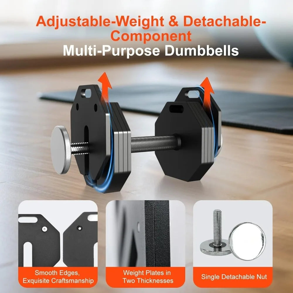 Adjustable Dumbbell Sets, Each 50LB Pairs Durable Steel Build, Free Weights Dumbbells Set of 2, Customized