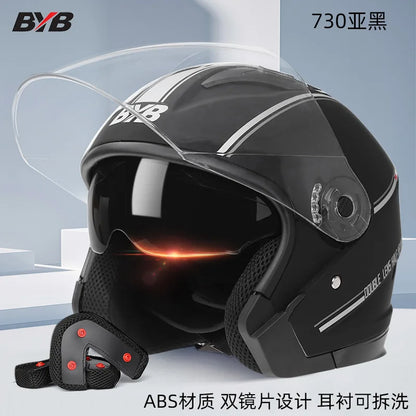 Electric Bike Motorcycle Helmet Four Season Dual Mirror Opening Helmet Anti fog헬멧반모Cascos Para Moto Casco Perro