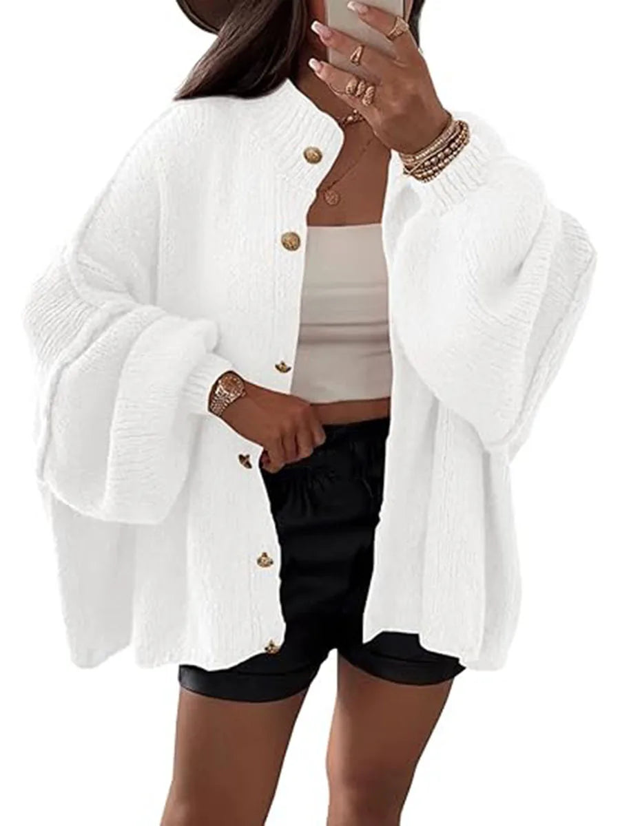 Knitted Lazy Style Oversized Long Sleeve Women Loose Buttons Cardigans Coat Winter Keep Warm Sweater Jacket Fashion Casual Tops