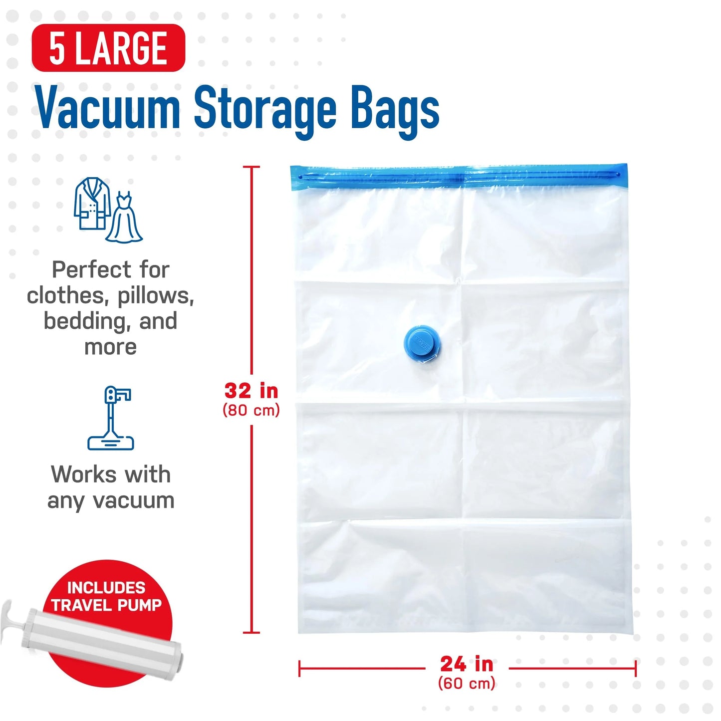 Vacuum Storage Bags, 15-Pack Space Saver Vacuum Storage Bags, Vacuum Seal Bags for Clothing, Clothes, Comforters and Blankets