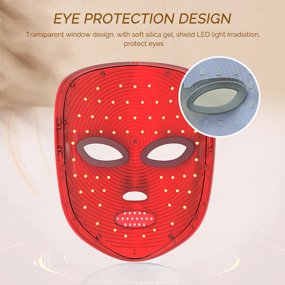 Wireless LED Facial Mask 7 Colors Light Photon Skin Tighten Rejuvenation Brighten Anti-Aging Skin Beauty Device