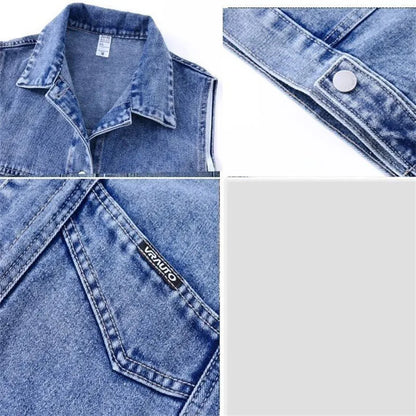 Fashion Women Cowboy Waistcoat Outwear Lady Large Size 4XL Denim Vest Coat Autumn Female Jeans Sleeveless Jacket