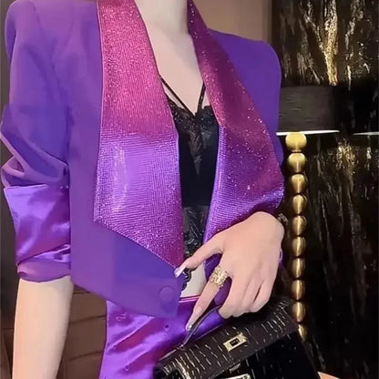 Spring Summer Short Jacket 2025 New Single Buckle Women's Clothes Blouse Coat Solid Color Fashion Hot Drilling Female Outeawer