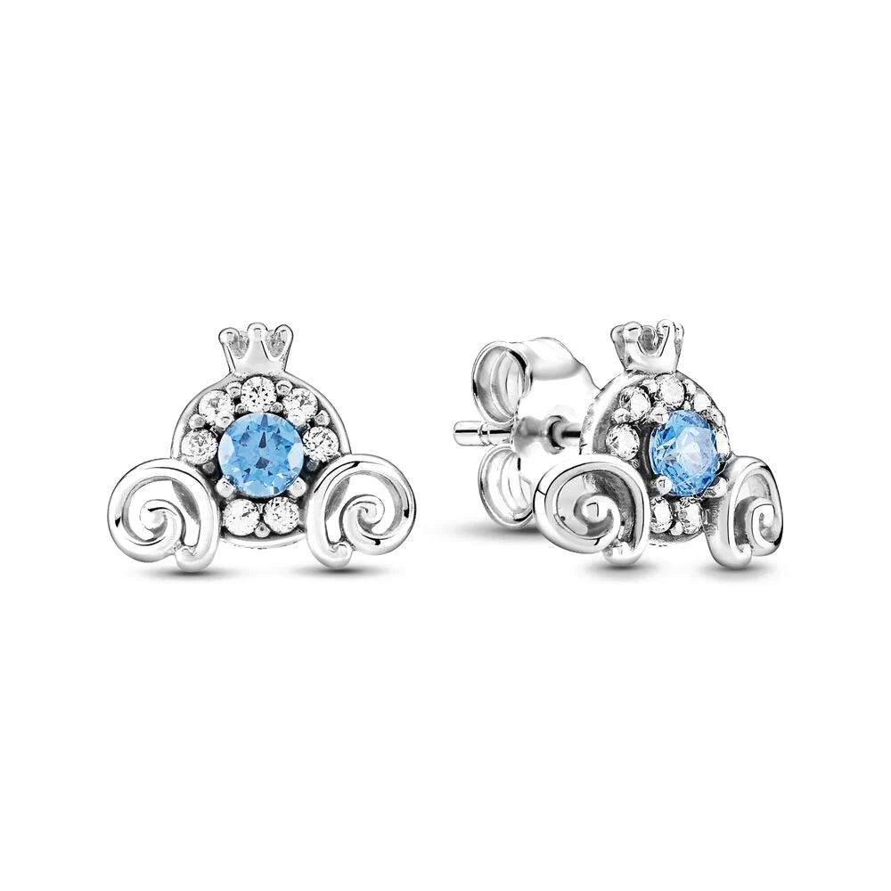White series New Women's earrings Blue Square Sparkle Halo Stud For Women Tiki Jewelry Party Hoops Gift Things From 1