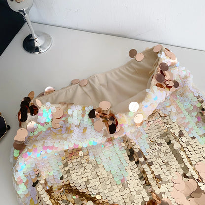 Summer sequin high waist mini skirt European and American style slim fit pure sexy hot girl