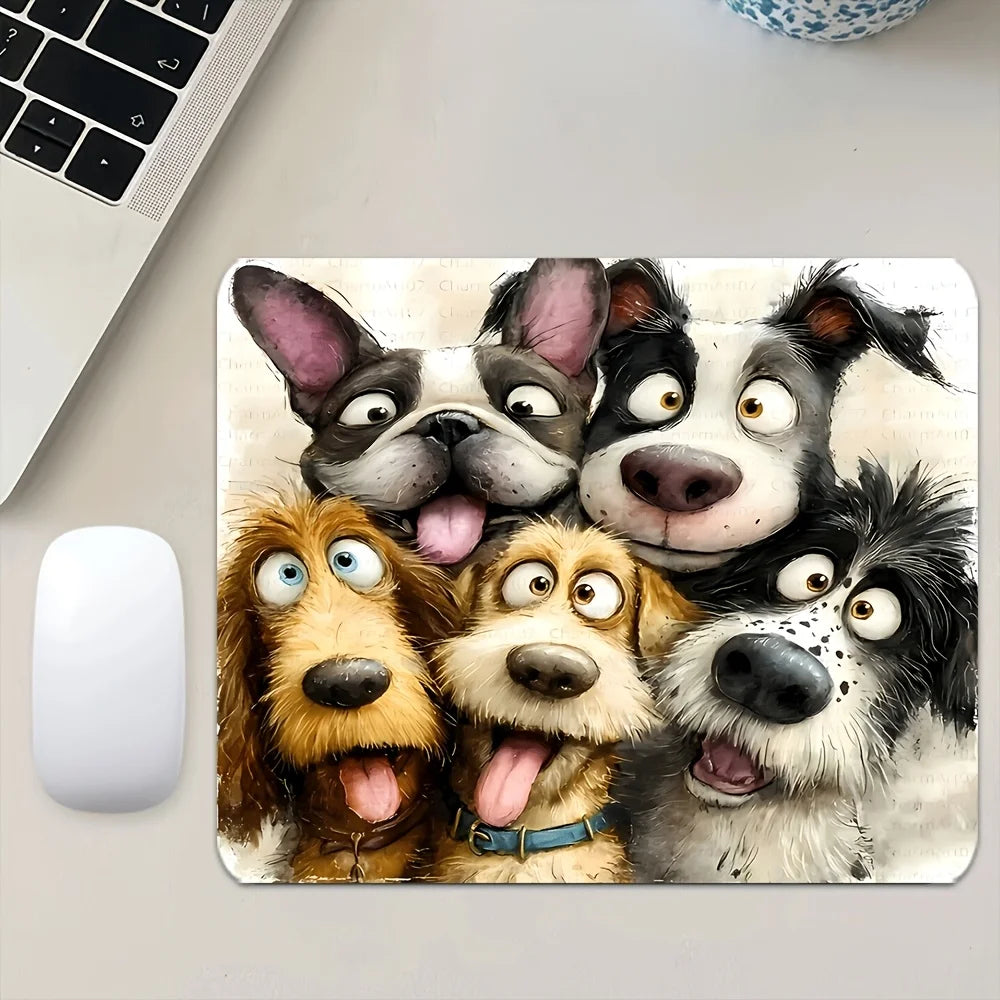 Mouse Pad, Cartoon Dog Selfie Gaming Mouse Pad, Suitable for Office Desktop Supplies, Study Desk, Tabletop, Keyboard Mat