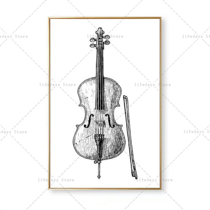 Canvas Painting Modern Minimalist Piano Violin Drum Kit Musical Instrument Print Wall For Piano Room Home Decor Wall Decor
