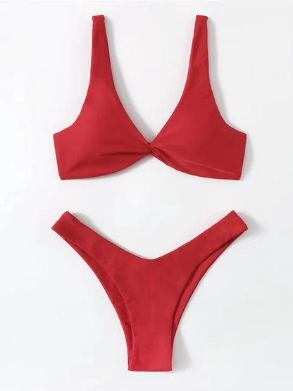Simple Solid Bathing Suit Women Sexy Triangle Bandage Micro Bikini Swimsuit 2025 New Summer Beach Bathing Suit Two Piece Female