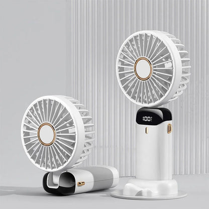 Portable mini fan as a summer outdoor gift with creative digital display of power consumption and cross-border portability