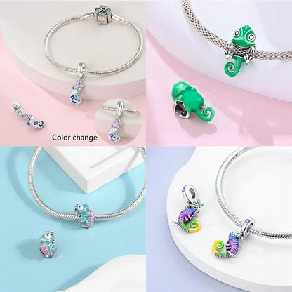 925 Sterling Silver Chameleon Luminous Firefly Butterfly Charms Beads Fit 925 Original Bracelets Fine DIY Jewelry Making