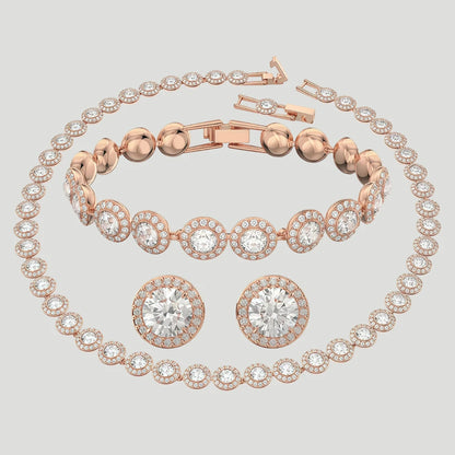 Top selling Round Jewelry Set, charms Earrings,Bracelet,Necklace, For Daily, Party, And Banquet Decor Wedding jewelry