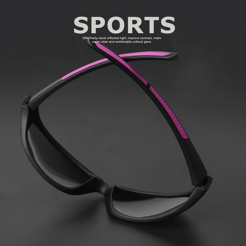 Polarized Sports Sunglasses for Men Women Running Fishing TAC Lens Anti Glare Soft Silicone Non-Slip Temple Outdoor Eyewear UV