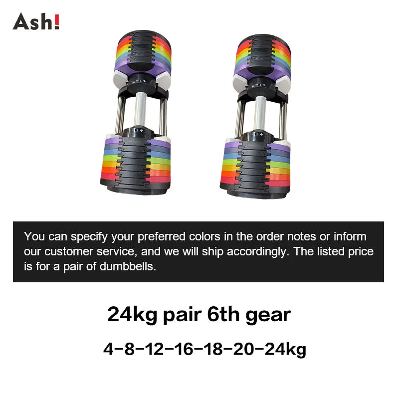 Multi-Color Adjustable Dumbbell Set, 2KG(5LB) or 4KG(9LB) Increment, Up to 50KG(110LB), Fast Adjustable Dumbbells for Home Gym