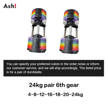 Multi-Color Adjustable Dumbbell Set, 2KG(5LB) or 4KG(9LB) Increment, Up to 50KG(110LB), Fast Adjustable Dumbbells for Home Gym