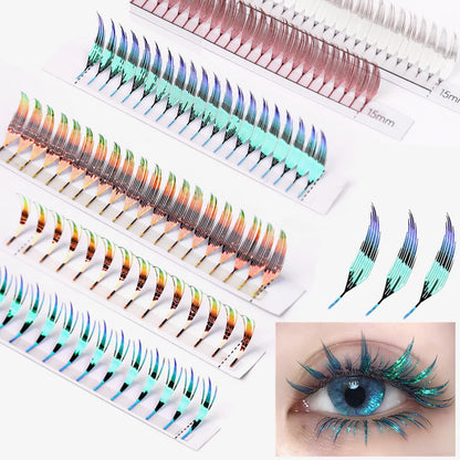 AGUUD Shiny Tinsel Manga Comic Spire Lash Glitter Color Anime Eyelash Extension Feather Shape Premade Fans Party Makeup Lashes