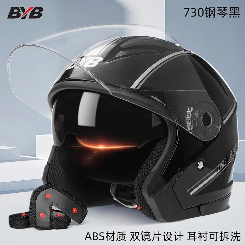 Electric Bike Motorcycle Helmet Four Season Dual Mirror Opening Helmet Anti fog헬멧반모Cascos Para Moto Casco Perro