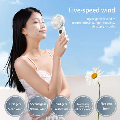 Handheld Fan Foldable Portable Fan with LED Display 3000mAh Battery Operated Mini Hand Held Fan for Travel Beach Outdoor