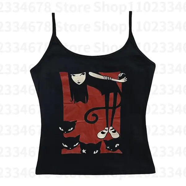Vintage Aesthetic Women Gothic  Streetwear Grunge Baby Tee Casual Short Sleeve T-Shirt Y2k Clothes Crop Top Emo girls 2000s Tops