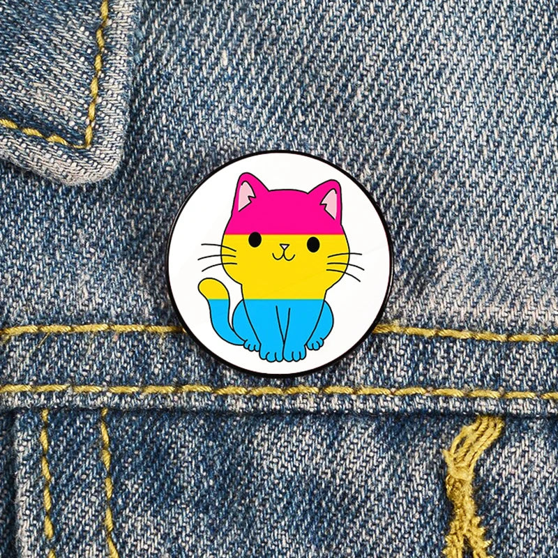 Lapel teacher tote Bag backpacks Badge Cartoon gift Pines Brooch for women Non Binary Pride cat Pins Custom cute Pines Shirt
