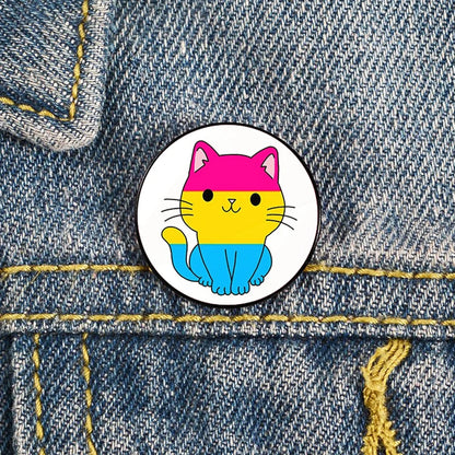 Lapel teacher tote Bag backpacks Badge Cartoon gift Pines Brooch for women Non Binary Pride cat Pins Custom cute Pines Shirt