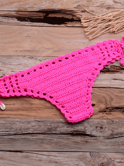 Sexy Crochet Bikinis Sets Handmade Knitted Cotton Swimwear Swimsuit Top + Bottom Bandage Women Sexy Beachwear Biquinis