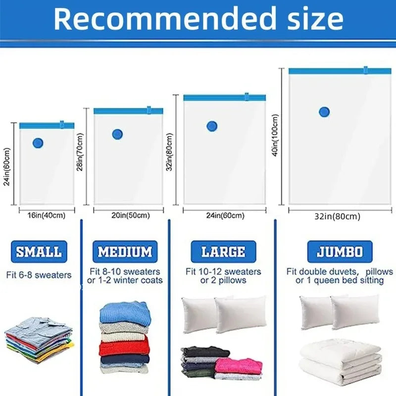 Vacuum Storage Bags,for Bedding,Pillows,Towel,Clothes Space Saver Travel Storage Bag,With Hand Pump,Vacuum Bag Package