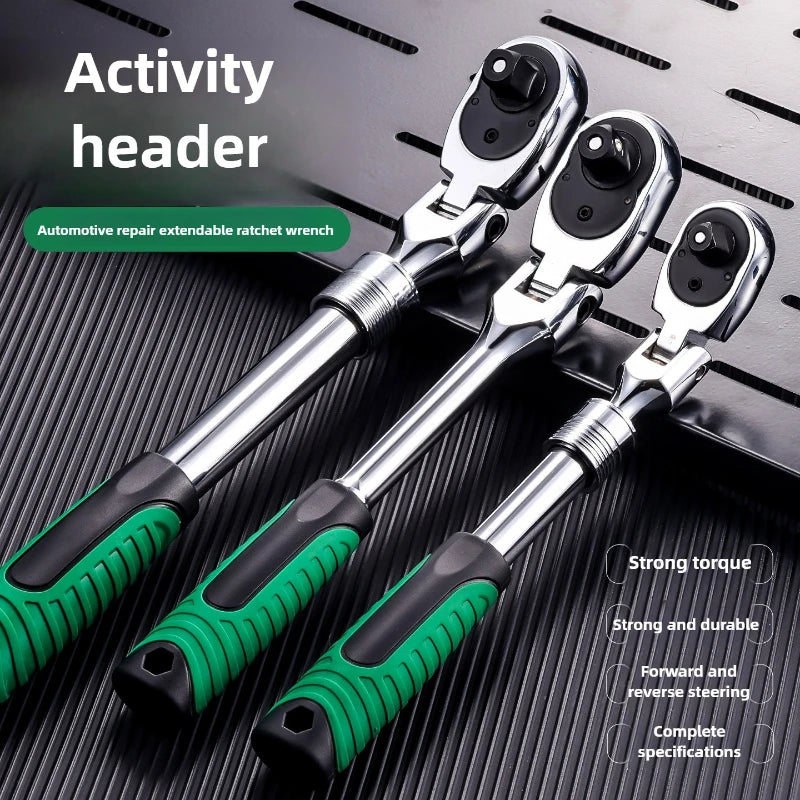 1/4 1/2 3/8 72-Tooth Carbon Steel Wrench Retractable Ratchet Wrench Automatic Quick Release Spanner Multifunctional Hand Tool