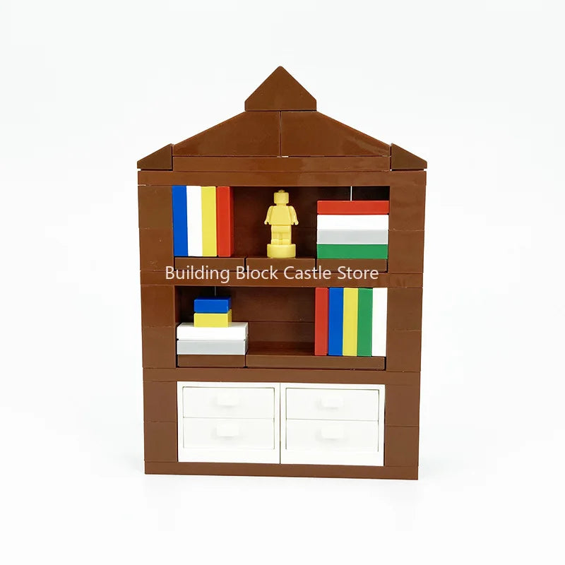 MOC Modern Home Sofa, TV Cabinet, Furniture, Refrigerator Small Particle Building Block Scene Construction Toy Model