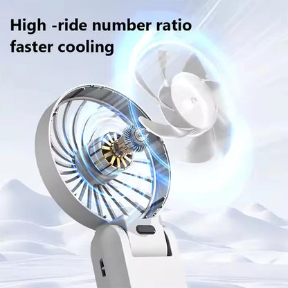 Foldable Handheld Fan with Digital Display, USB Rechargeable, Portable Mini Fan, Strong Airflow for Home and Travel