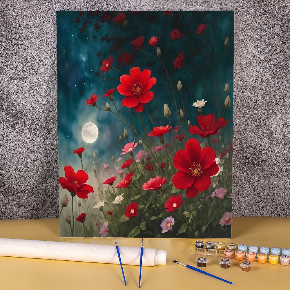 Diy Painting By Numbers Peony Flower Canvas Colouring Handpainted Gift Wall Decor Home 50×70cm Picture For Paint With Number