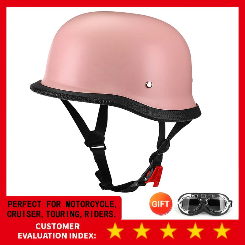 Motorcycle Half Helmet German Leather Vintage Helmet Casco Moto Motorcycle Open Face Helmet Biker Pilot DOT Certification M-L-XL