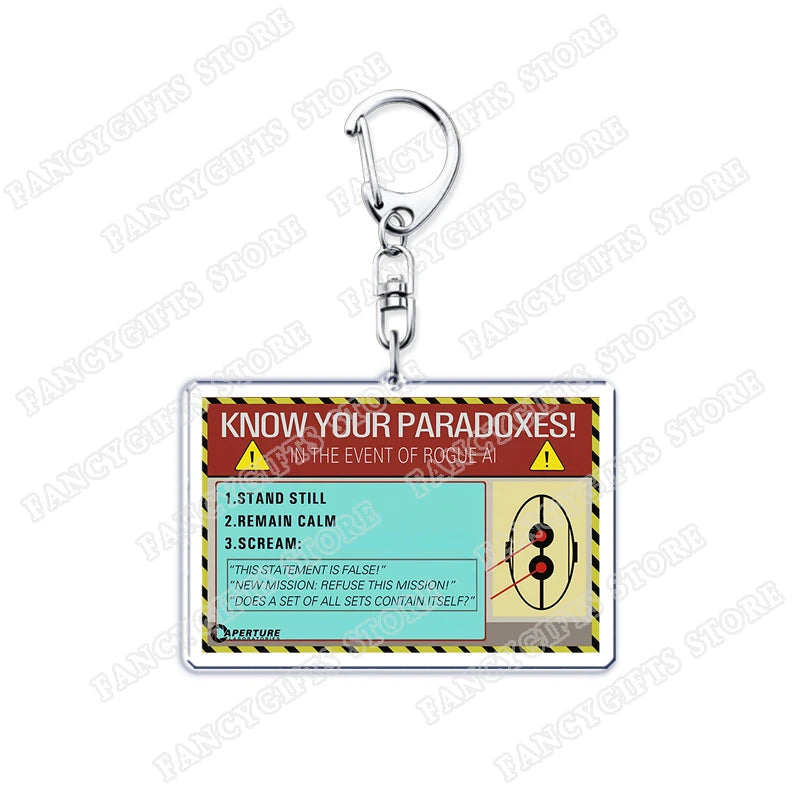 Popular Video Game Keychains for Accessories Bag Glados Aperture Laboratories Science Keyrings Jewelry Gamer Fans Gaming Gifts