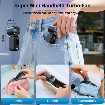 Portable Handheld Fan Mini USB Rechargeable Hand Fan Outdoor Personal Pocket Fan With Digital Display Small Hand Hold Fan