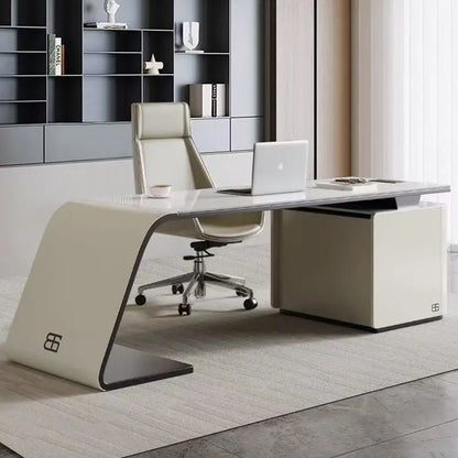 Personalized Modern Minimalist Office Furniture, Painted Desks, L-shaped Luxury Desks for CEOs and Bosses.