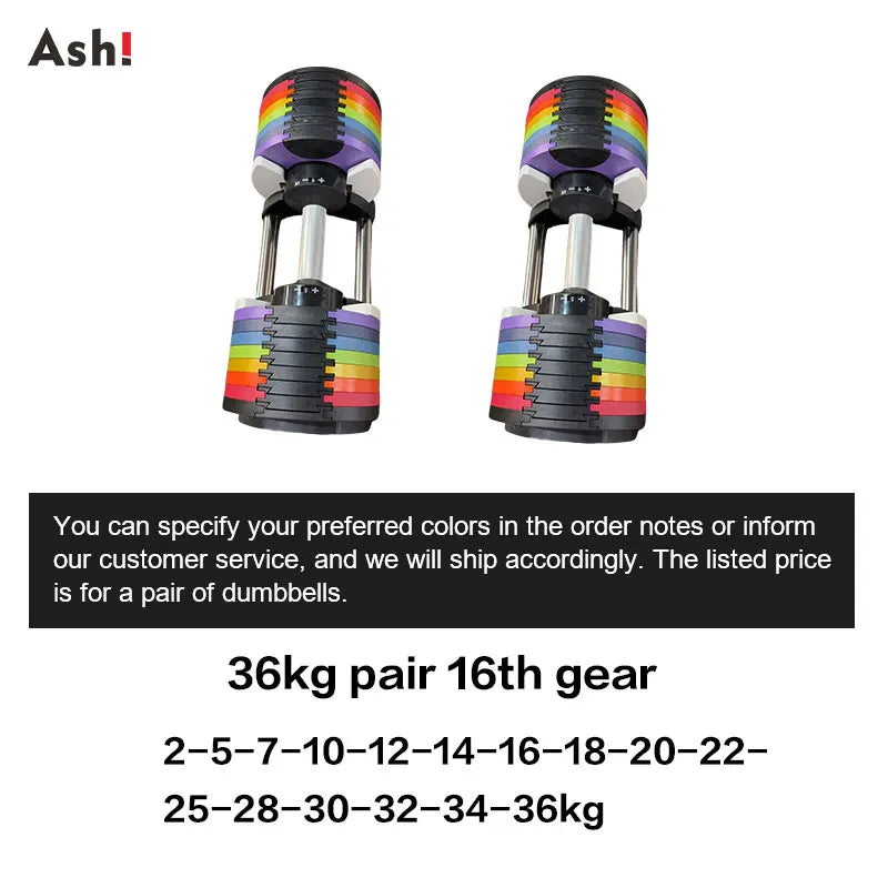 Multi-Color Adjustable Dumbbell Set, 2KG(5LB) or 4KG(9LB) Increment, Up to 50KG(110LB), Fast Adjustable Dumbbells for Home Gym