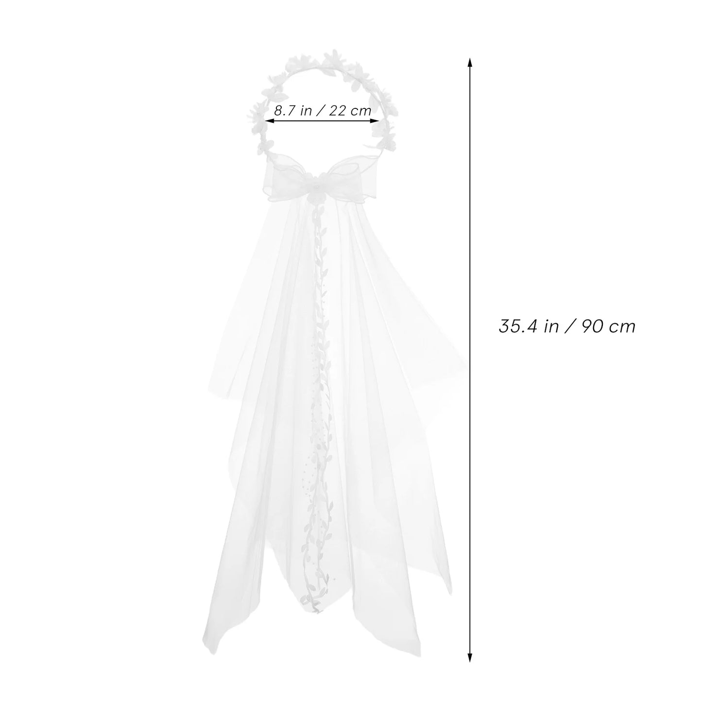 Bridal Flower Crown Headband Veil Artificial Floral Wedding Accessory Short Veil For Bride Bridesmaid Women Wedding Party Prom