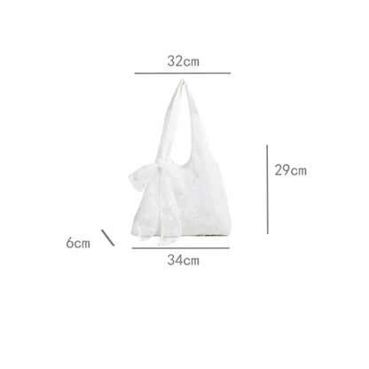 With Silk Scarf Floral Print Lace Handbag Lightweight Versatile Embroidery Lace Shoulder Bag Canvas Korean Style Tote Bag
