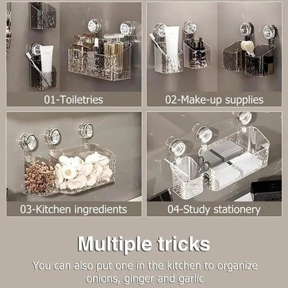 Shower Caddy Suction Cup Storage Rack Clear Acrylic Shower Shelves Glacier Water Ripples Corner Shelf For Bathroom Accessories