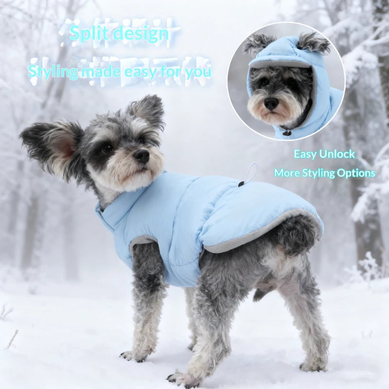 Autumn and winter pet dog cotton-padded vest thickened and fleece-lined warm hooded vest dog puff clothing pet apparel dog coat