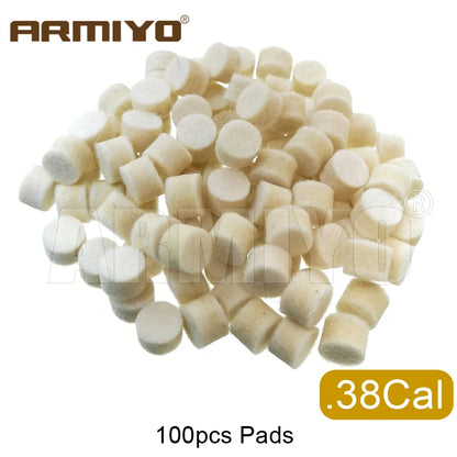 Armiyo .17Cal 5.56mm ~ 9mm .45Cal 100Pcs Wool Felt Polishing Pad Without Hole Bore Mop Brush Pipeline Cleaning Oiling Tool