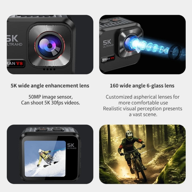Action Camera 5K30fps  Touch Screen EIS 30M Waterproof  Zoom WIFI Camera With Remote Control Action Cam