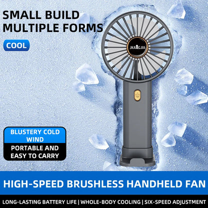 Portable, handheld, rechargeable personal fan, phone stand model, 5-speed powerful cool fan, mini handheld fan.