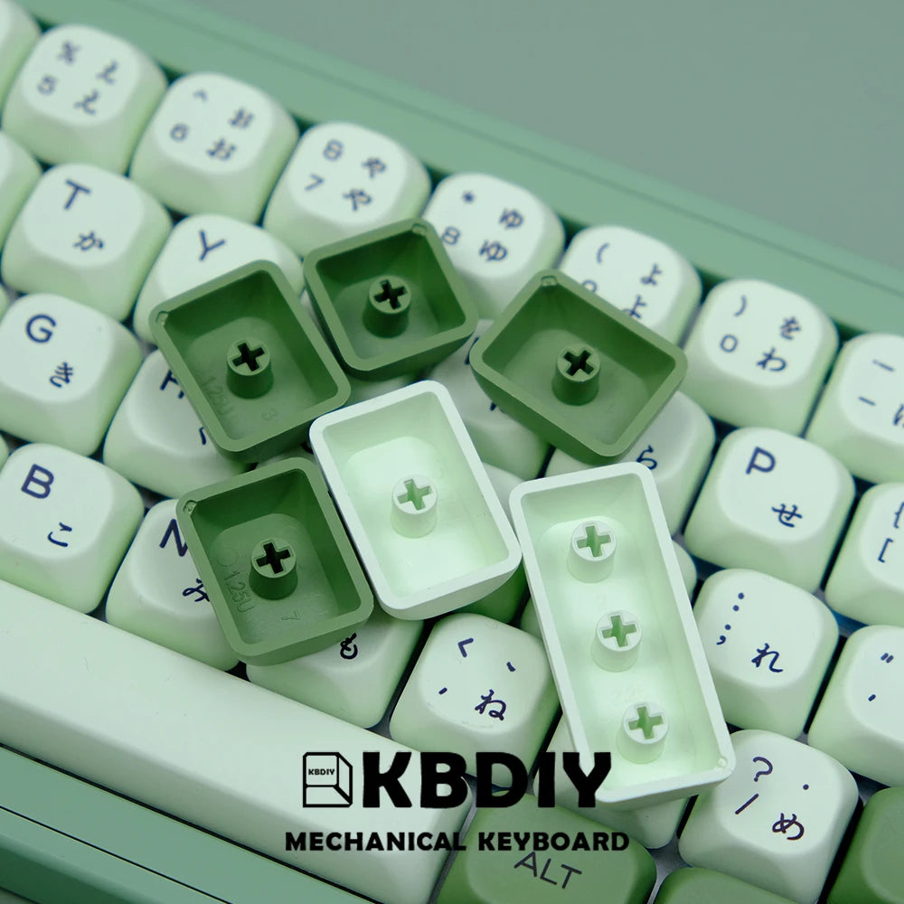 KBDiy 143 Keys/Set Russian Japanese Korean Matcha Keycap Green KOA PBT Keycaps for Mechanical Keyboard Caps for GMK67 GMK64 61