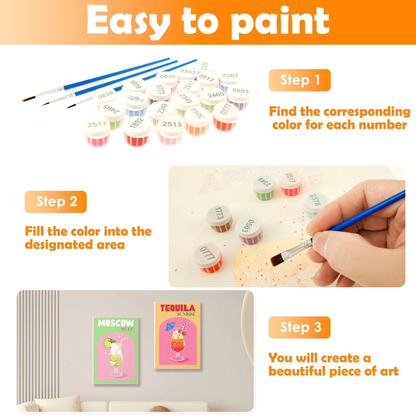 Oil Painting Set Wiht Hanger For Wall Hanging Decor Painting Brush, Acrylic Paint and Canvas Easels, Art Paint Set for Beginner