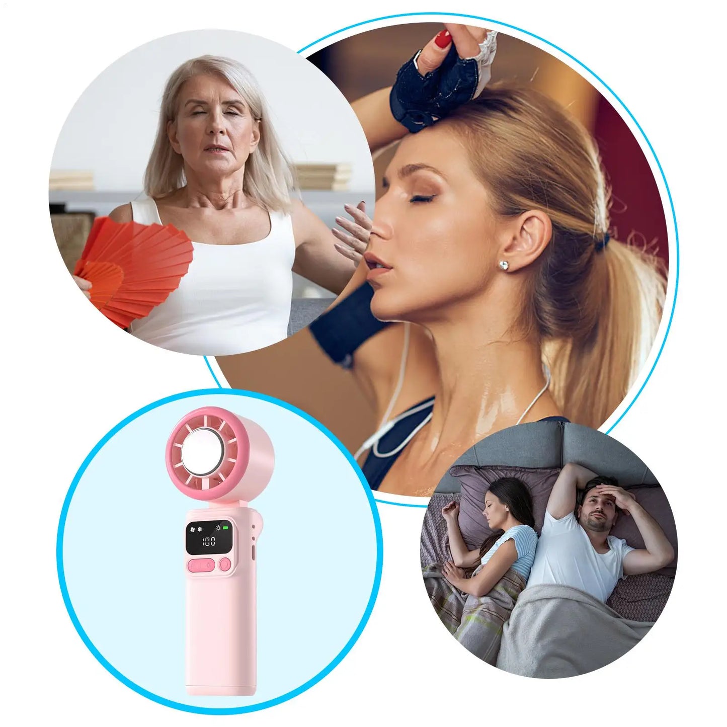 Portable Handheld Fan 5 Speeds Foldable Rechargeable Portable Tabletop Fan For Outdoor Travel Beach Camping Hiking Home Office
