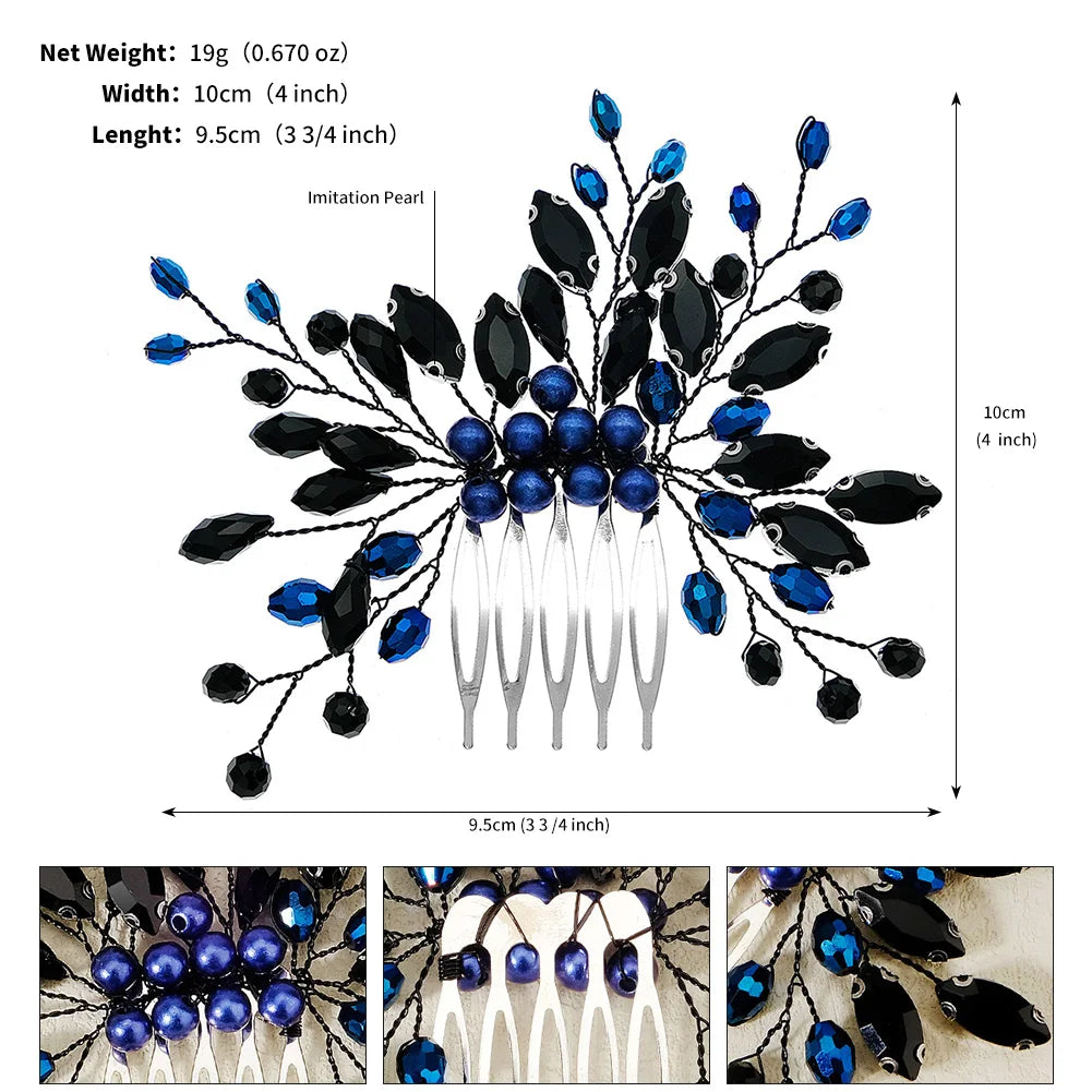 Dark Style Bridal Hair Comb Black Series Wedding Headpiece Hair Accessories Fashionable Holiday Halloween Party Gifts For Women
