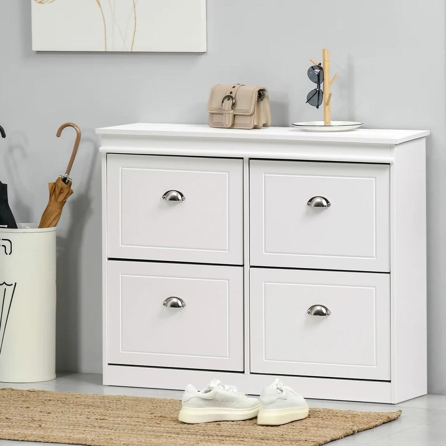 【Breeins】Flip Down Shoe Bench Cabinet, Shoes Rack Storage Organizer Shelf Home Decoration For Entryway